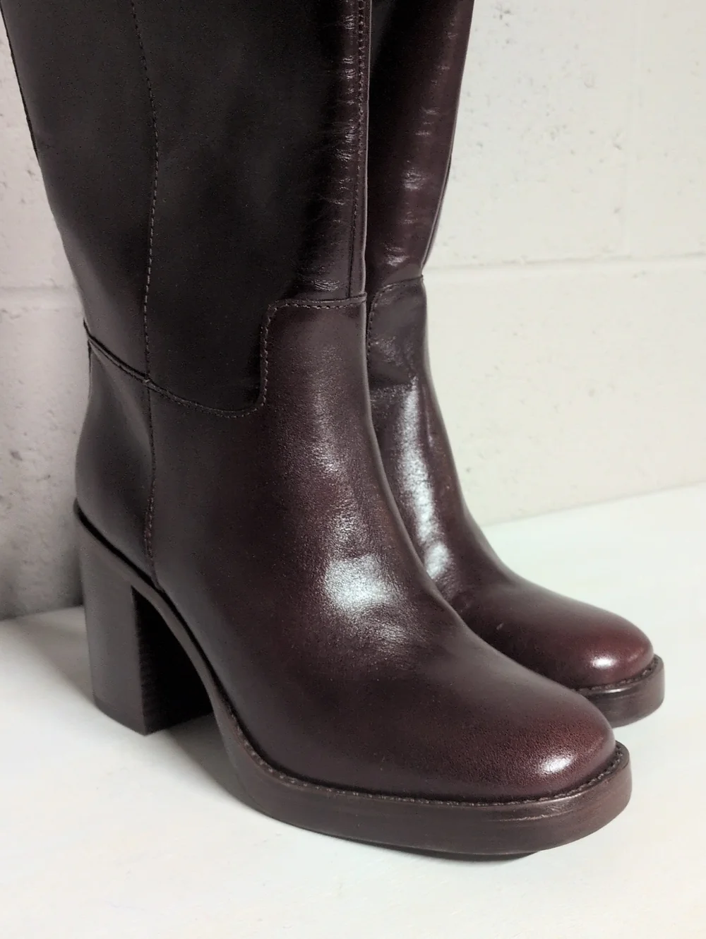 Vince Camuto Women's Over-the-Knee Leather Block Heel Boot - Dark Brown, 9 NWOT